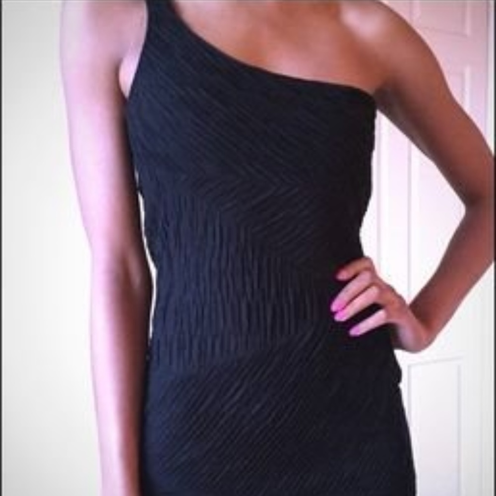Torn by Ronny Kobo Black Bodice One Shoulder Dress